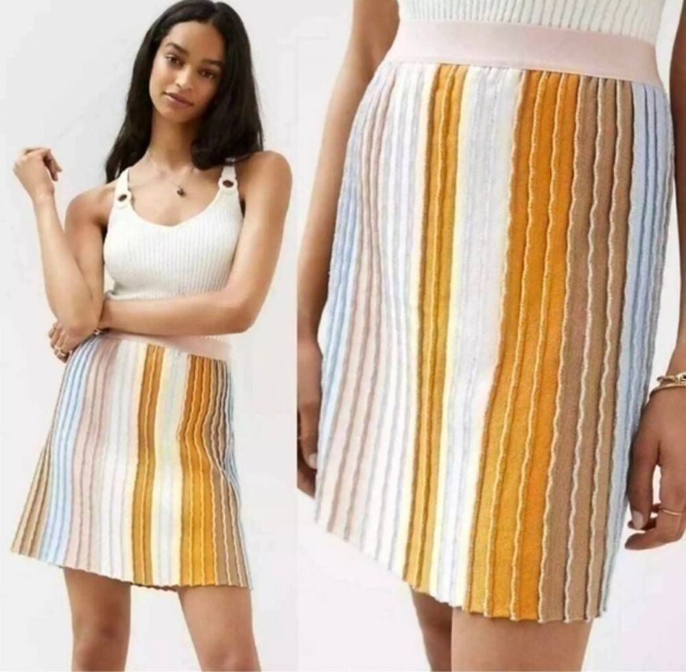 Eva Franco Anthropologie Pastel Knit Pleated Mini Skirt Medium NWT Preppy Femme